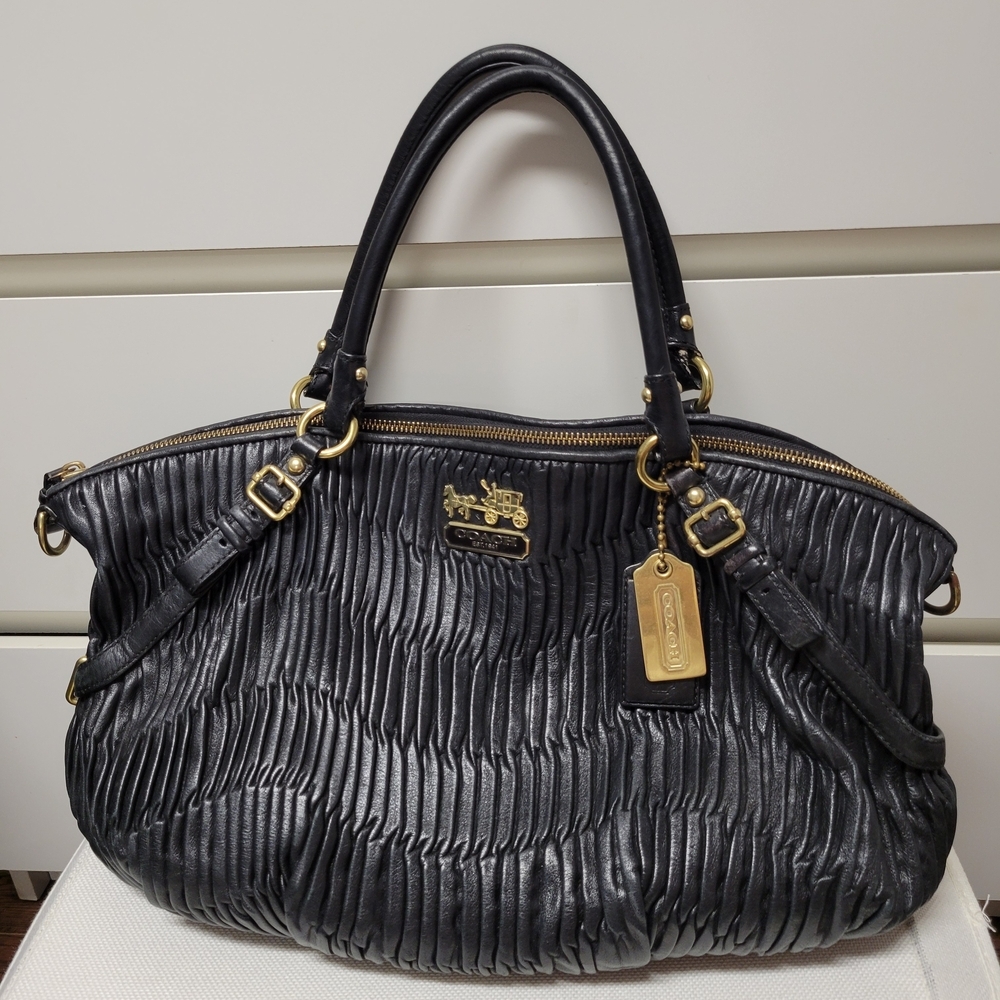 Vintage Coach Madison Gathered Leather Satchel